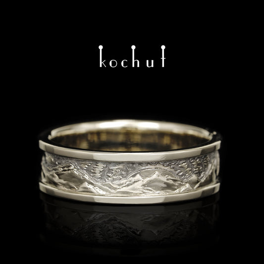 Höhen der Liebe: Sonne und Mond — Ring aus Weißgold mit schwarzem Rhodium