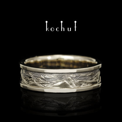 Höhen der Liebe: Sonne und Mond — Ring aus Weißgold mit schwarzem Rhodium