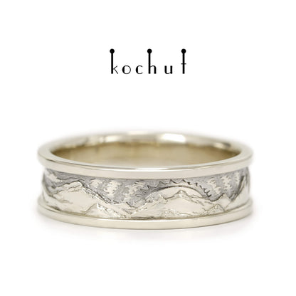Höhen der Liebe: Sonne und Mond — Ring aus Weißgold mit schwarzem Rhodium
