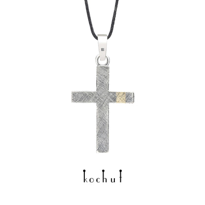 Lichtzeichen — Kreuz aus oxidiertem Silber und Gelbgold