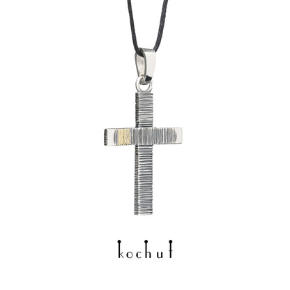 Lichtzeichen — Kreuz aus oxidiertem Silber und Gelbgold