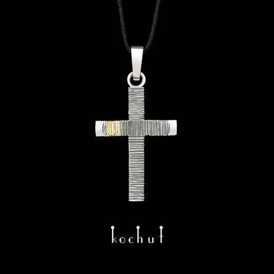 Lichtzeichen — Kreuz aus oxidiertem Silber und Gelbgold