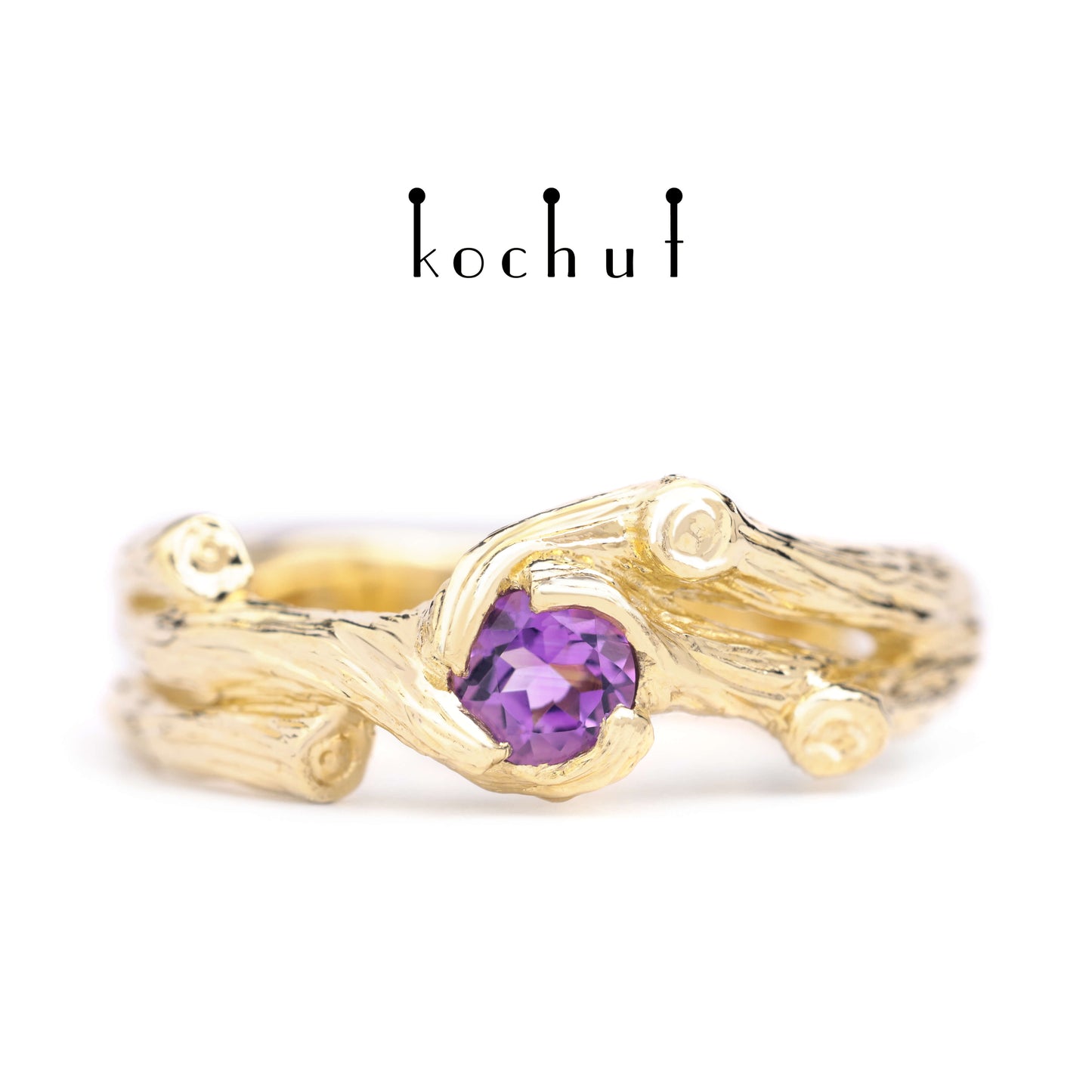 Zweig — Gelbgoldring mit Amethyst