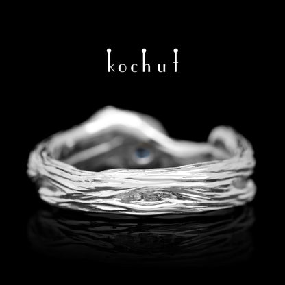 Zweig — Ring aus Weißgold mit Topas, beschichtet mit weißem Rhodium