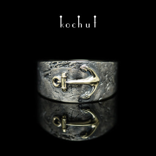 Sea Luck — Ring aus Weiß- und Gelbgold, mit schwarzem Rhodium überzogen