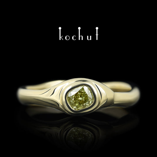 Mantra der Seele — Gelbgold-Verlobungsring mit Diamant