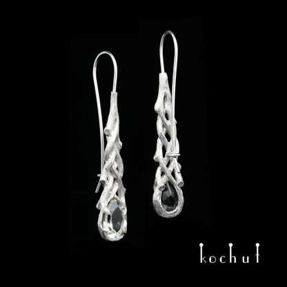 Galadriel — silberne Ohrringe mit Amethysten, überzogen mit weißem Rhodium