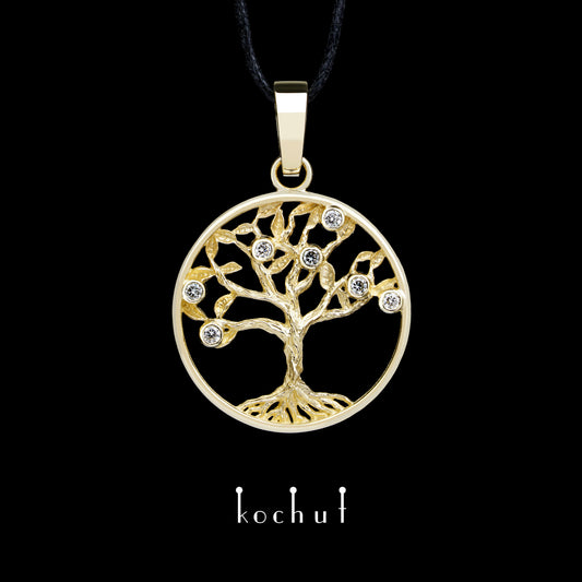 Baum des Lebens — Anhänger aus Gelbgold mit Diamanten
