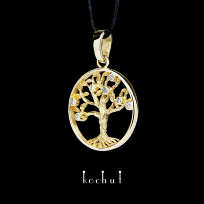 Baum des Lebens — Anhänger aus Gelbgold mit Diamanten
