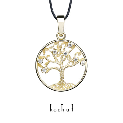Baum des Lebens — Anhänger aus Gelbgold mit Diamanten