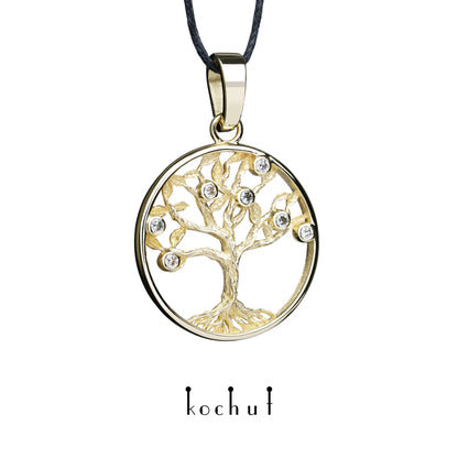 Baum des Lebens — Anhänger aus Gelbgold mit Diamanten