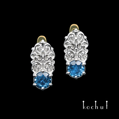 Duchess — Ohrringe aus Silber, Gelbgold und Topasen