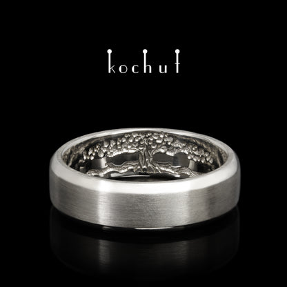 Lebensbaum: Stiele — matte silberne Ring