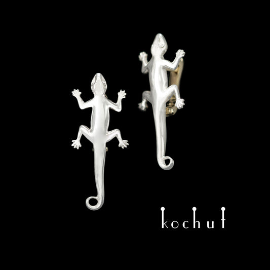 Salamander — Ohrringe aus Silber, Gelbgold