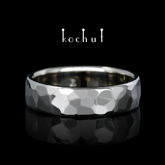 Licht — Ehering aus Weißgold, platinbeschichtet mit weißem Rhodium