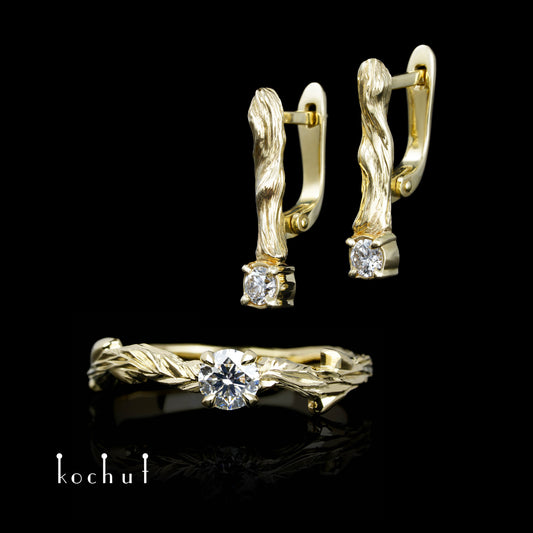 Zweige — Set aus Gelbgold mit Diamanten