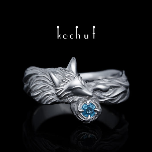 Little Fox —Ring aus Sterlingsilber mit Topas, beschichtet mit Weißrhodium