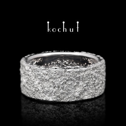 Leib und Seele mit dem Baum des Lebens — Ehering aus Weißgold mit Weißgoldoberfläche, beschichtet mit weißem Rhodium