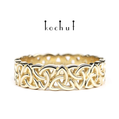 Keltisches Spitzenmuster — Ring aus Gelbgold