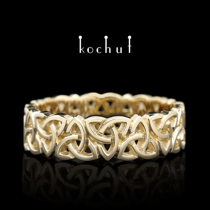 Keltisches Spitzenmuster — Ring aus Gelbgold