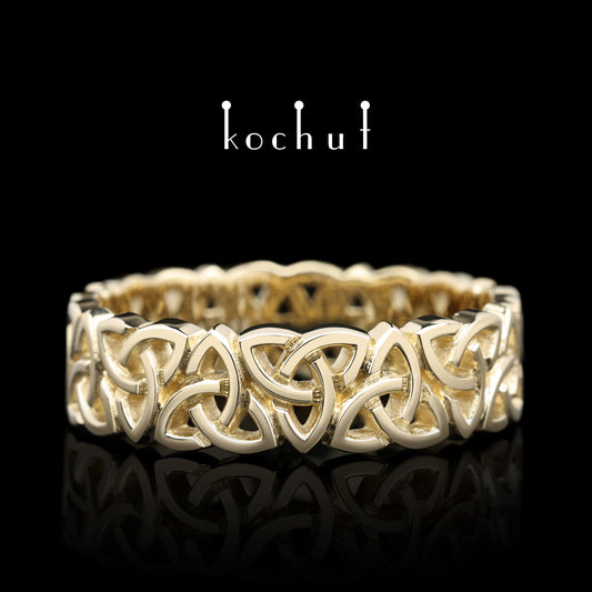 Keltisches Spitzenmuster — Ring aus Gelbgold