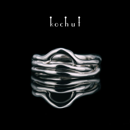 Haarnadelkurve — Weißgoldring mit Weißrhodium