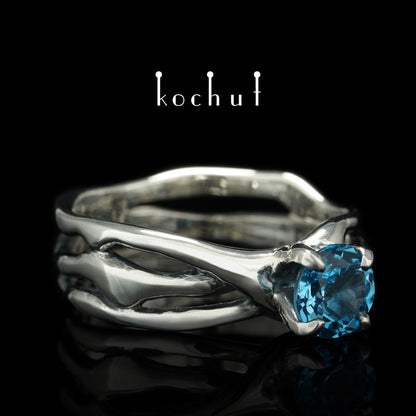 Mein Stern — Ring aus oxidiertem Silber mit Topas