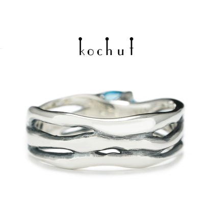 Mein Stern — Ring aus oxidiertem Silber mit Topas