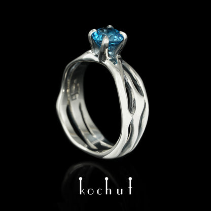Mein Stern — Ring aus oxidiertem Silber mit Topas