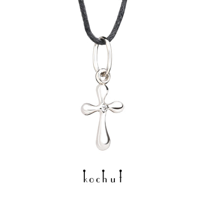 Tau des Liebes — Kreuz aus Palladium-Gold mit Diamant