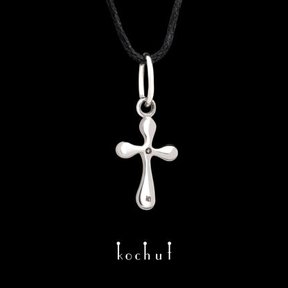 Tau des Liebes — Kreuz aus Palladium-Gold mit Diamant