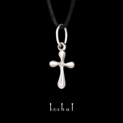 Tau des Liebes — Kreuz aus Palladium-Gold mit Diamant