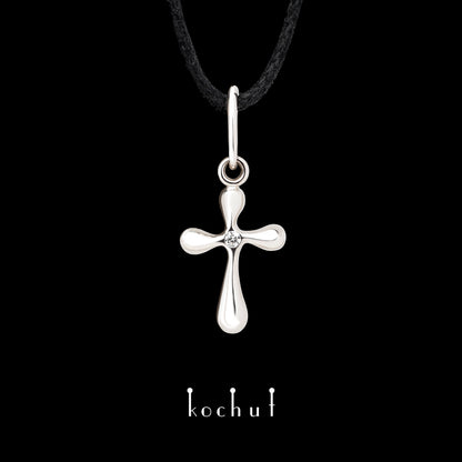 Tau des Liebes — Kreuz aus Palladium-Gold mit Diamant