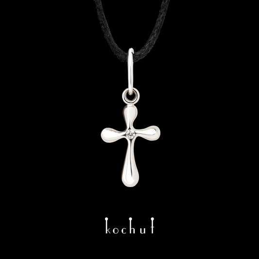 Tau des Liebes — Kreuz aus Palladium-Gold mit Diamant