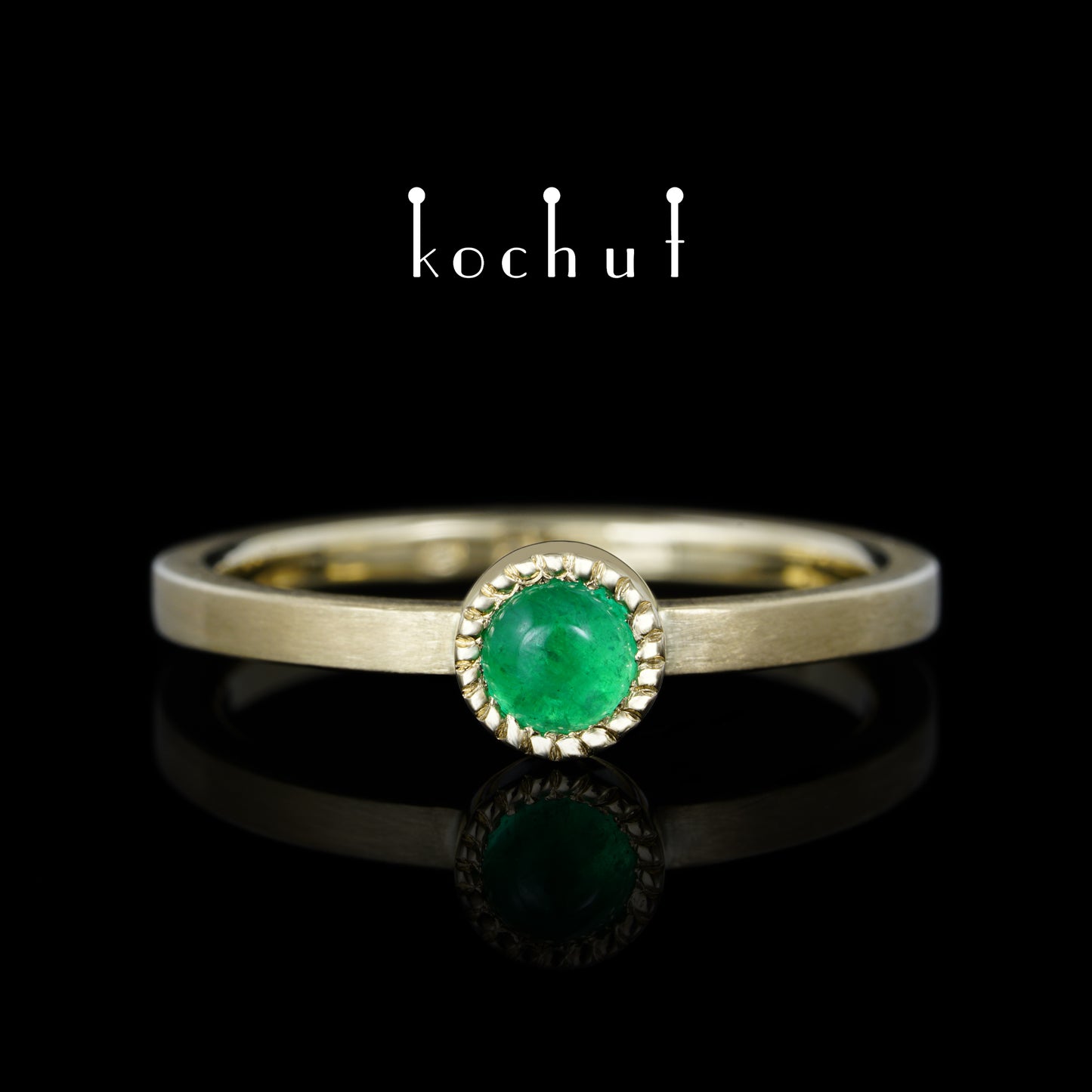 Erde — Ring aus Gelbgold mit Smaragd