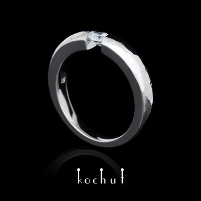 Illusion — Verlobungsring aus Weißgold mit Diamant, beschichtet mit weißem Rhodium