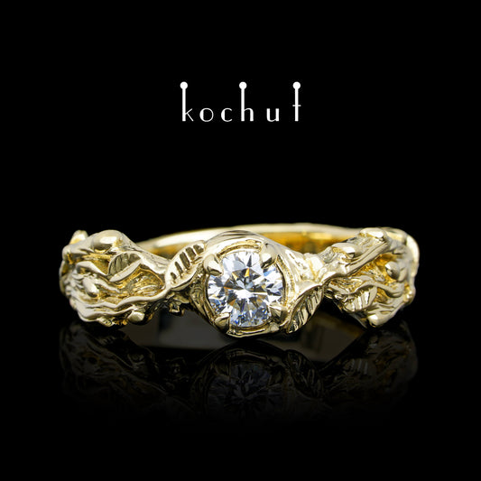 Sprossen — Gelbgold-Verlobungsring mit Diamant