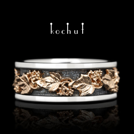 Viburnum — Ring aus oxidiertem Silber und Rotgold