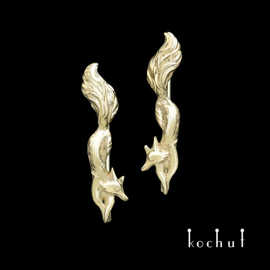 Füchse — Ohrklemmen aus Gelbgold