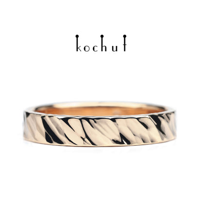 Brutal Left — Ehering aus rotem 14-karätigem Gold
