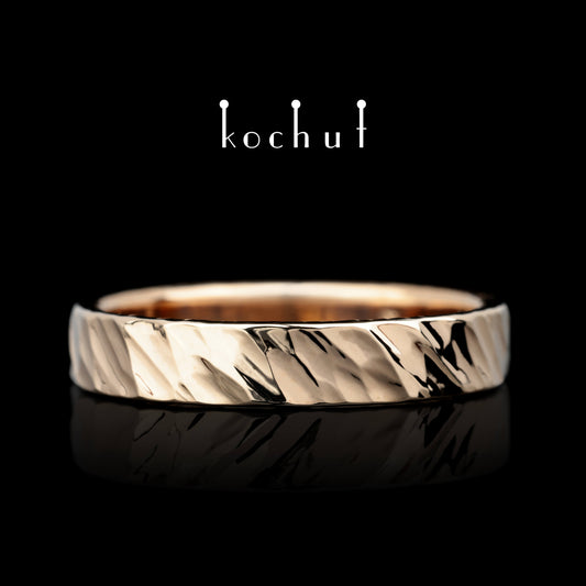 Brutal Left — Ehering aus rotem 14-karätigem Gold