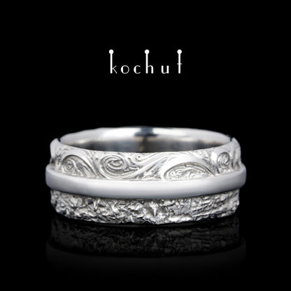 In Freude und Leid — Silberhochzeitssring mit weißem Rhodium überzogen