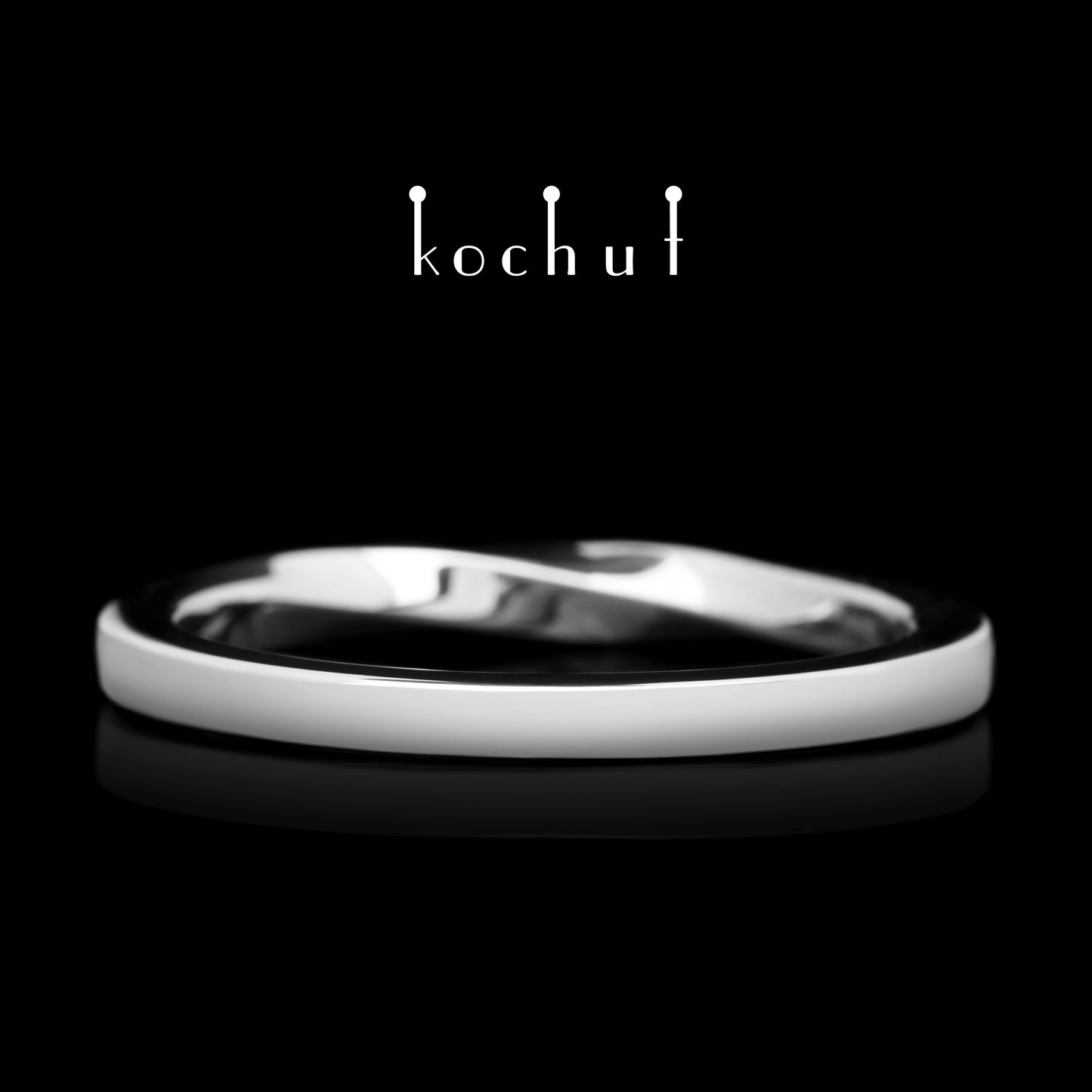 Mobius-Band: verengt — Ehering aus Weißgold, platinbeschichtet