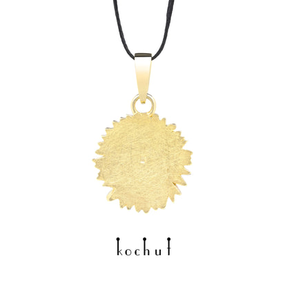 Sonnenblume — Anhänger aus Gelbgold, überzogen mit schwarzem Rhodium