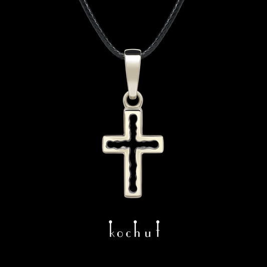 Wissensraum — weißes Gold Kreuz, schwarz Rhodium beschichtet
