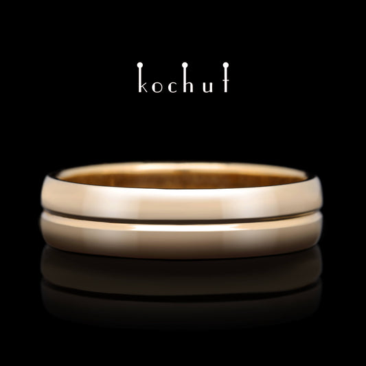 Achse der Liebe — Ehering aus rotem 14-karätigem Gold