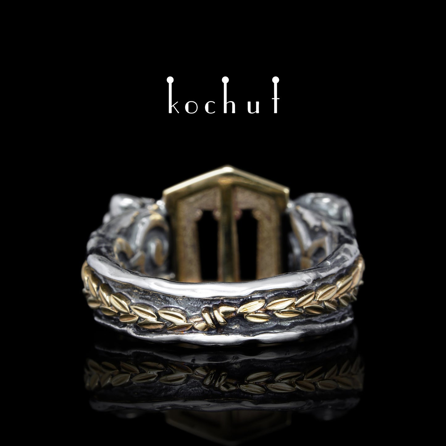 Akropolis — Ring aus oxidiertem Silber und Gelbgold