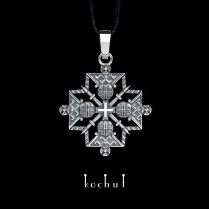 Hutsul-Kreuz — Anhänger aus oxidiertem Silber