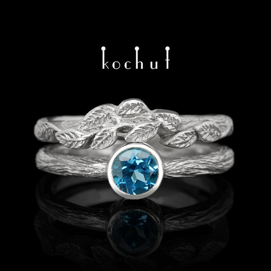 Erstes Treffen — Silber-Topas-Ring mit weißem Rhodium