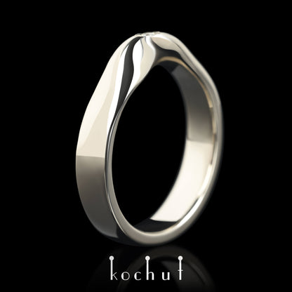 Mobius-Band: breit — Ehering aus Palladium-Gold mit Diamant